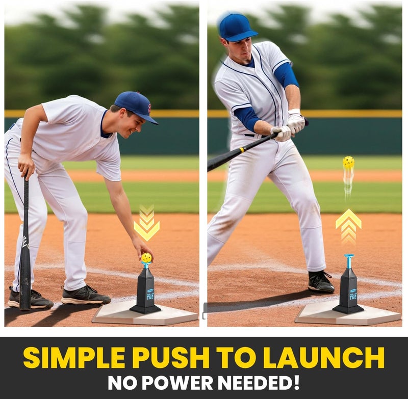 PLAYAPUT Portable Tee Popper For Baseball & Softball,Pop Height Up To 40 inch Baseball Pitching Machines With 12 Balls For Swing Practice Without a Pitcher, Hitting,Batting Tee Baseball Training Equipment - Image 5